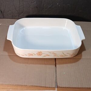 Corning Ware A-21-B-N " PINK PEONY " Casserole Baking Dish W/Handles Lasagna
